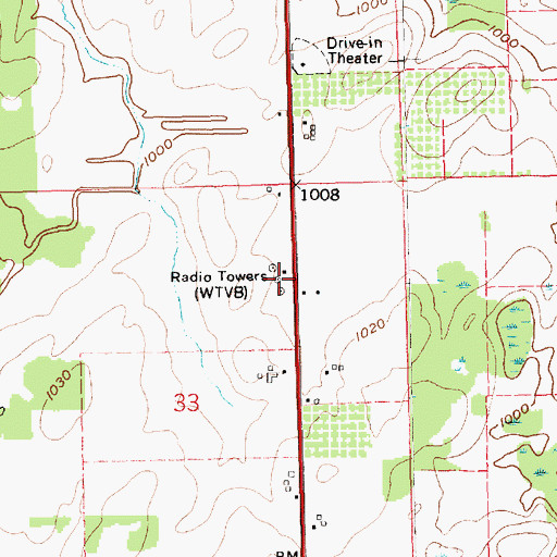 Topographic Map of WTVB-AM (Coldwater), MI