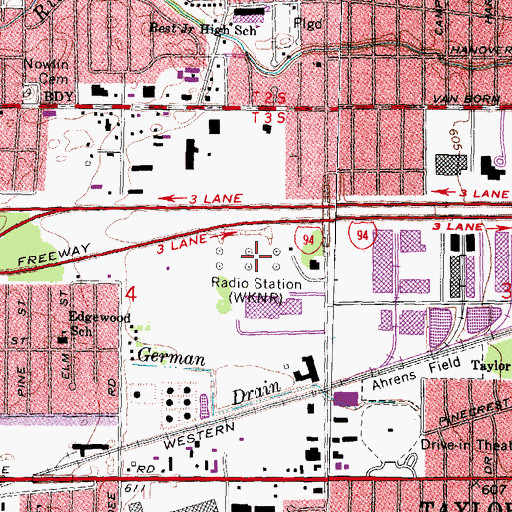 Topographic Map of WMTG-AM (Dearborn), MI