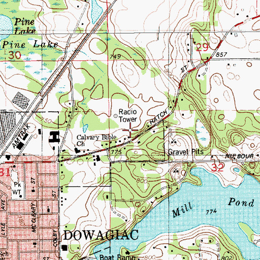 Topographic Map of WDOW-AM (Dowagiac), MI