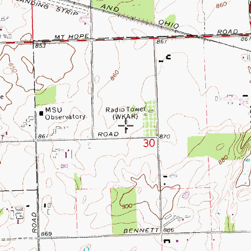 Topographic Map of WKAR-AM (East Lansing), MI