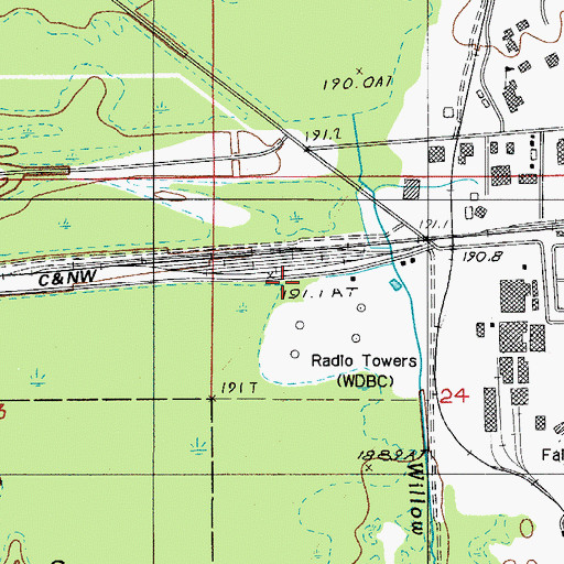 Topographic Map of WDBC-AM (Escanaba), MI