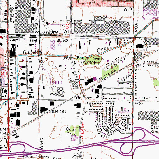 Topographic Map of WFLT-AM (Flint), MI