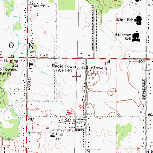 Topographic Map of WFDF-AM (Flint), MI