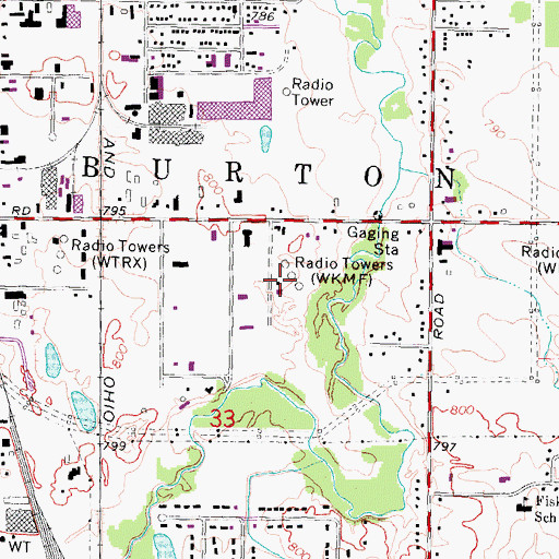 Topographic Map of WKMF-AM (Flint), MI