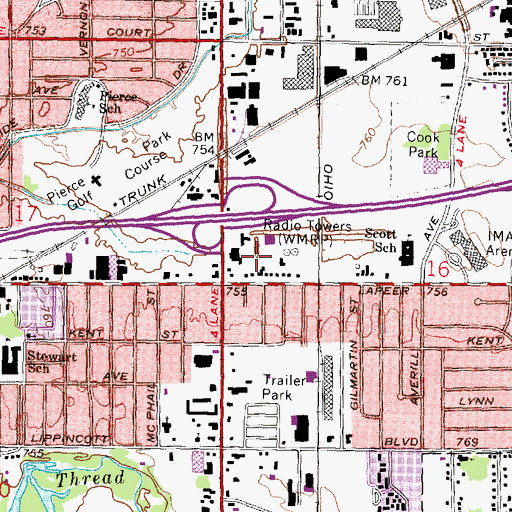 Topographic Map of WWCK-AM (Flint), MI