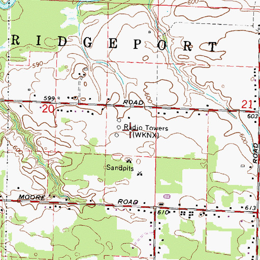Topographic Map of WKNX-AM (Frankenmuth), MI
