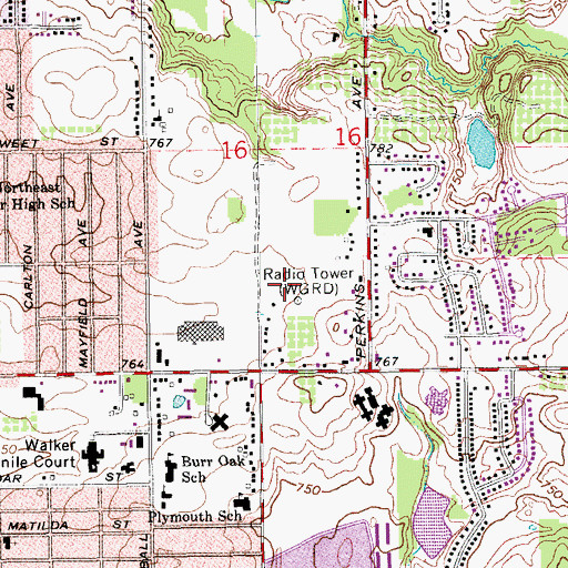 Topographic Map of WGRD-AM (Grand Rapids), MI