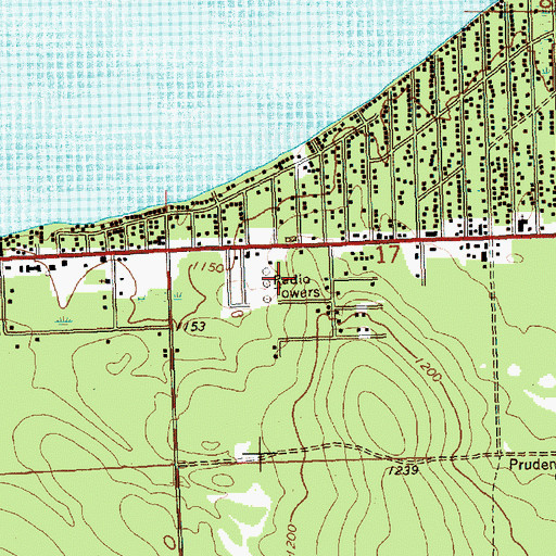 Topographic Map of WHGR-AM (Houghton Lake), MI