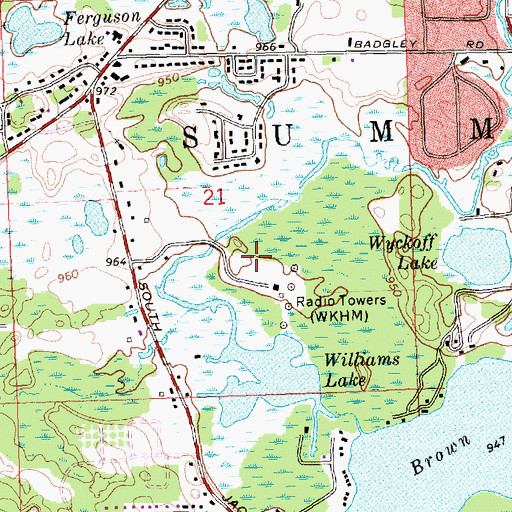Topographic Map of WKHM-AM (Jackson), MI