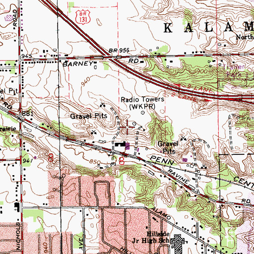 Topographic Map of WKPR-AM (Kalamazoo), MI