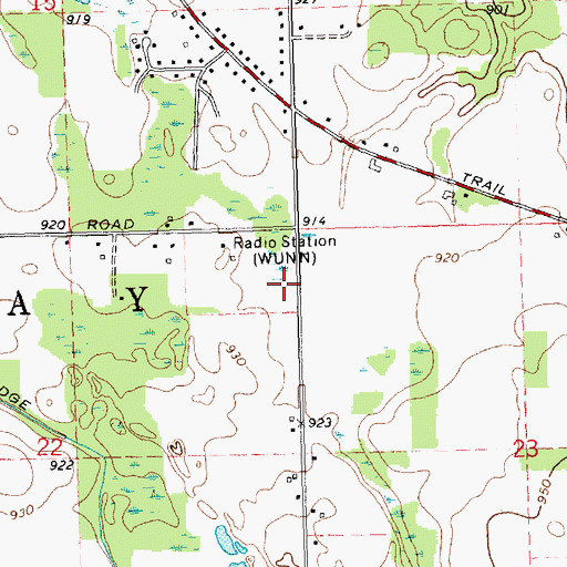 Topographic Map of WUNN-AM (Mason), MI