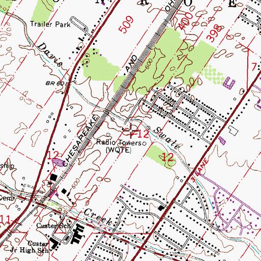 Topographic Map of WHND-AM (Monroe), MI