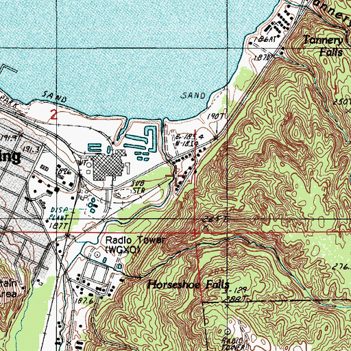 Topographic Map of WQXO-AM (Munising), MI