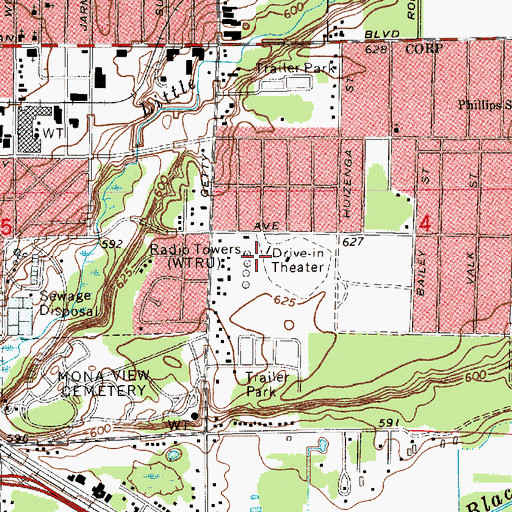 Topographic Map of WSNZ-AM (Muskegon), MI