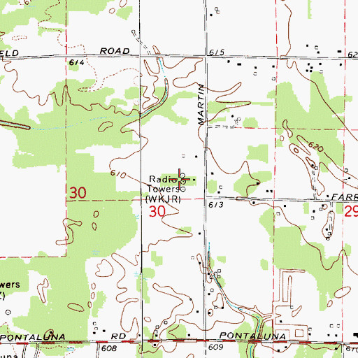 Topographic Map of WQWQ-AM (Muskegon Heights), MI