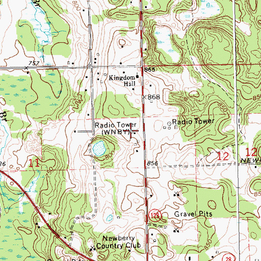 Topographic Map of WNBY-AM (Newberry), MI
