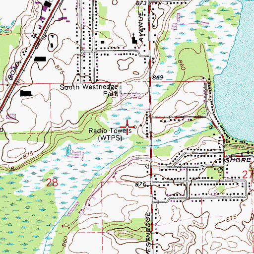 Topographic Map of WHEZ-AM (Portage), MI