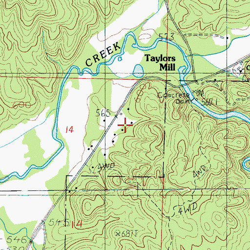 Topographic Map of Smyrna Methodist Church (historical), AL