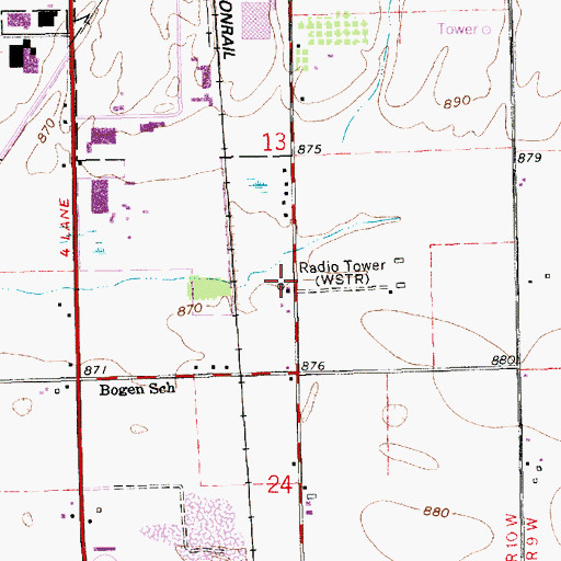 Topographic Map of WMSH-AM (Sturgis), MI
