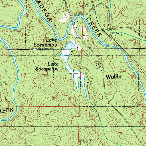 Topographic Map of Lake Socapatoy, AL