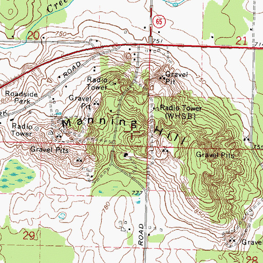 Topographic Map of WHSB-FM (Alpena), MI