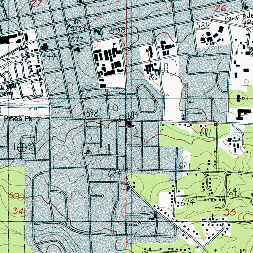 Topographic Map of Southside Baptist Church, AL