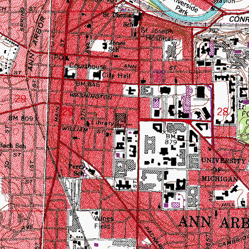 Topographic Map of WAMX-FM (Ann Arbor), MI