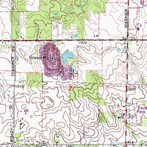 Topographic Map of WIQB-FM (Ann Arbor), MI