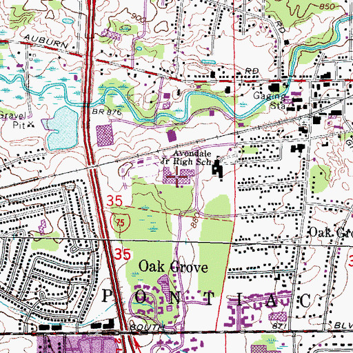 Topographic Map of WAHS-FM (Auburn Heights), MI