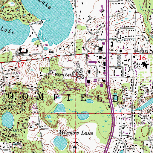 Topographic Map of WBFH-FM (Bloomfield Hills), MI