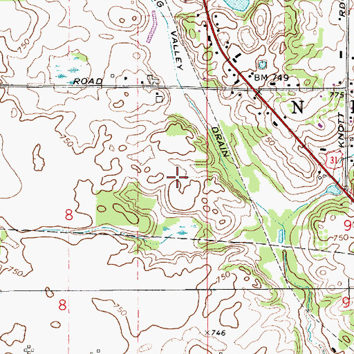 Topographic Map of WSMK-FM (Buchanan), MI