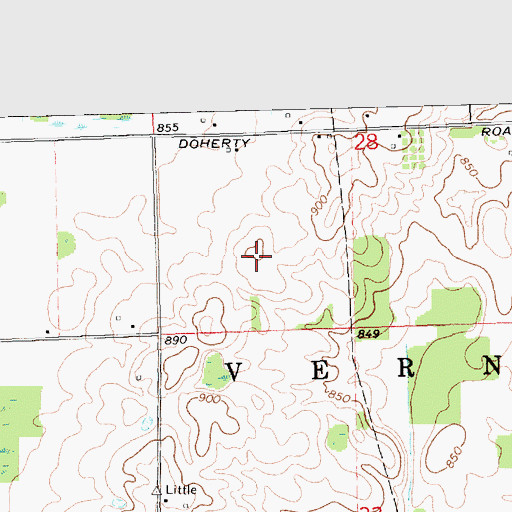 Topographic Map of WCFX-FM (Clare), MI