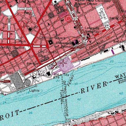 Topographic Map of WMXD-FM (Detroit), MI