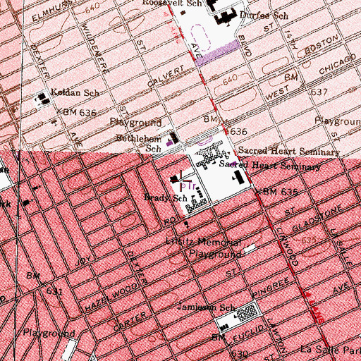 Topographic Map of WDTR-FM (Detroit), MI