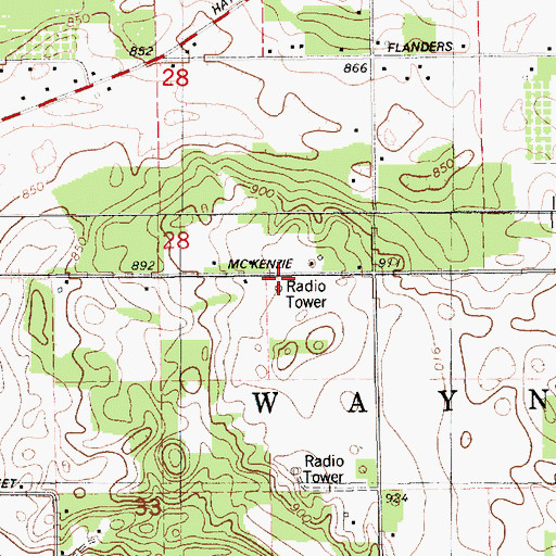 Topographic Map of WDOW-FM (Dowagiac), MI