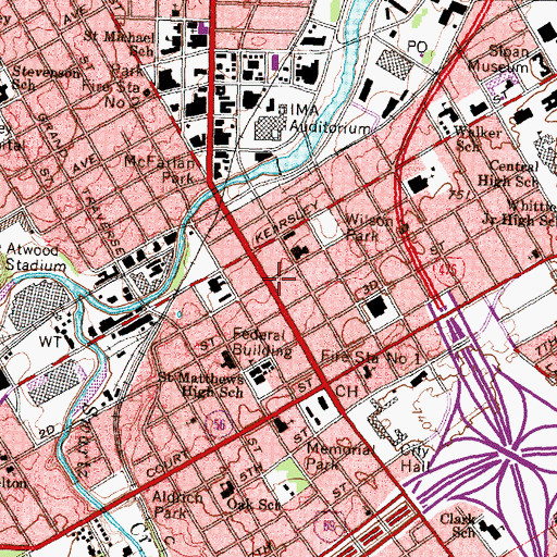 Topographic Map of WDZZ-FM (Flint), MI