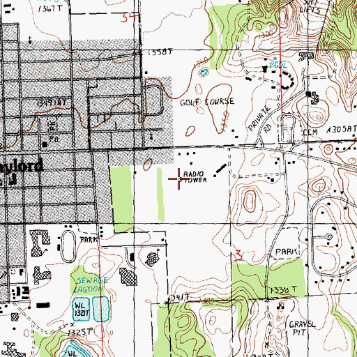 Topographic Map of WMJZ-FM (Gaylord), MI