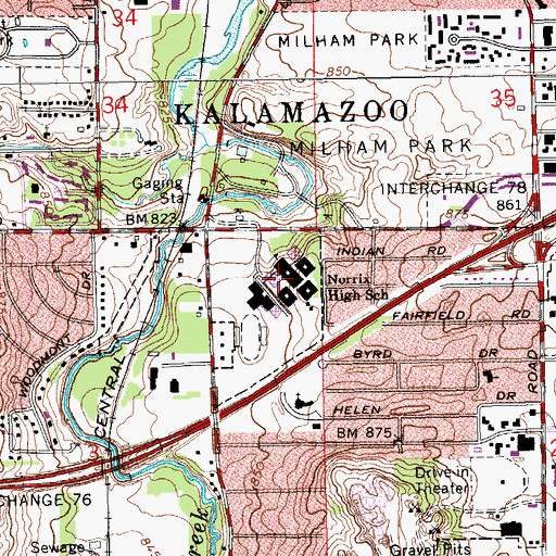 Topographic Map of WKDS-FM (Kalamazoo), MI