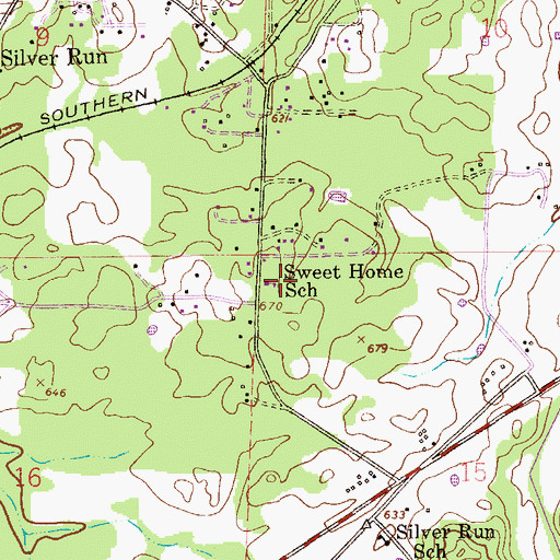 Topographic Map of Sweet Home, AL