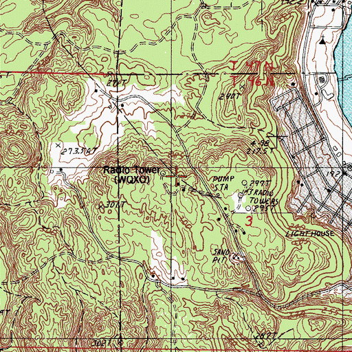 Topographic Map of WQXO-FM (Munising), MI