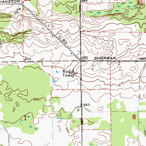 Topographic Map of WSNX-FM (Muskegon), MI
