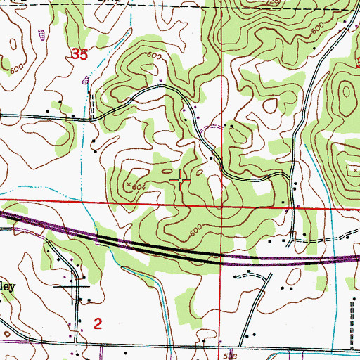 Topographic Map of Talladega Area Vocational School, AL