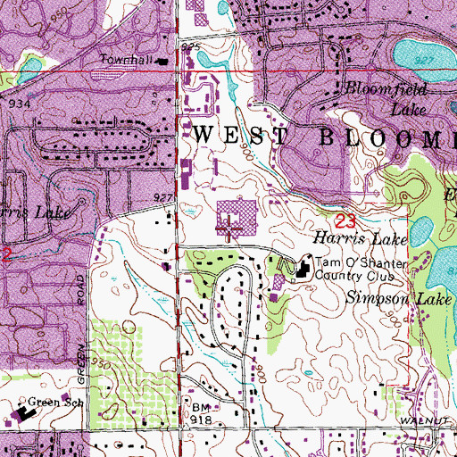 Topographic Map of WBLD-FM (Orchard Lake), MI