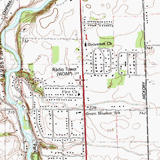 Topographic Map of WMZX-FM (Owasso), MI