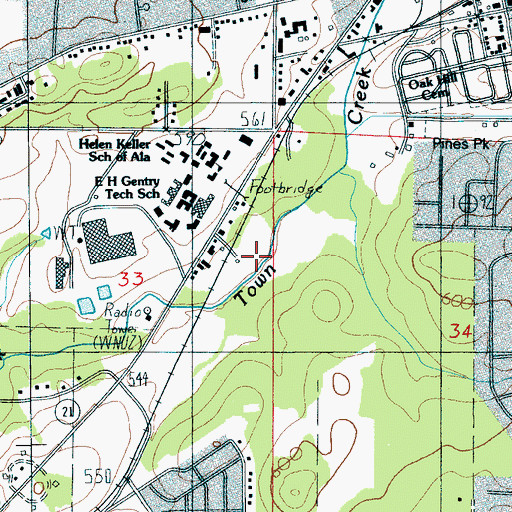 Topographic Map of Talladega Battleground, AL