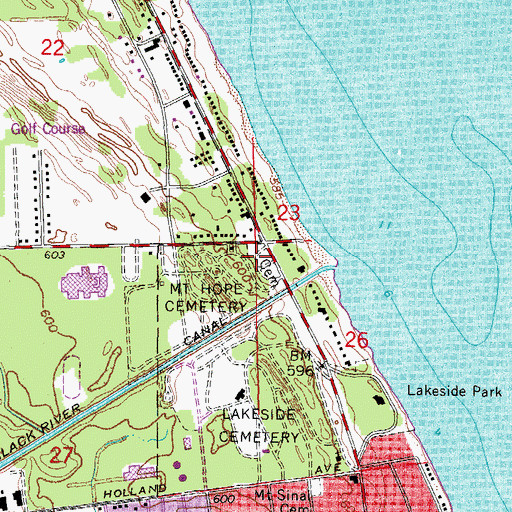 Topographic Map of WORW-FM (Port Huron), MI