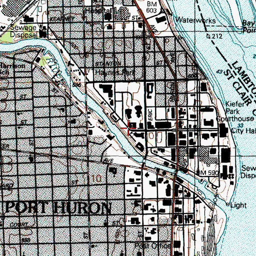 Topographic Map of WSGR-FM (Port Huron), MI