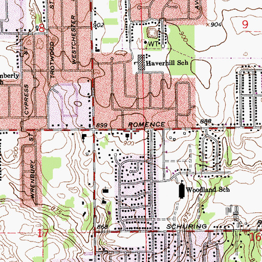 Topographic Map of WUBU-FM (Portage), MI