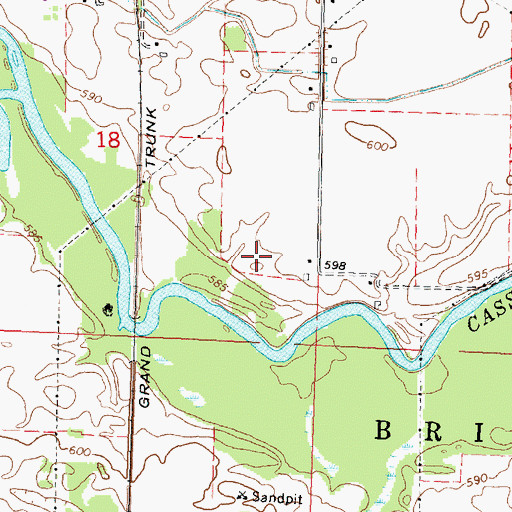 Topographic Map of WTLZ-FM (Saginaw), MI