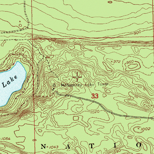 Topographic Map of WSUE-FM (Sault Sainte Marie), MI